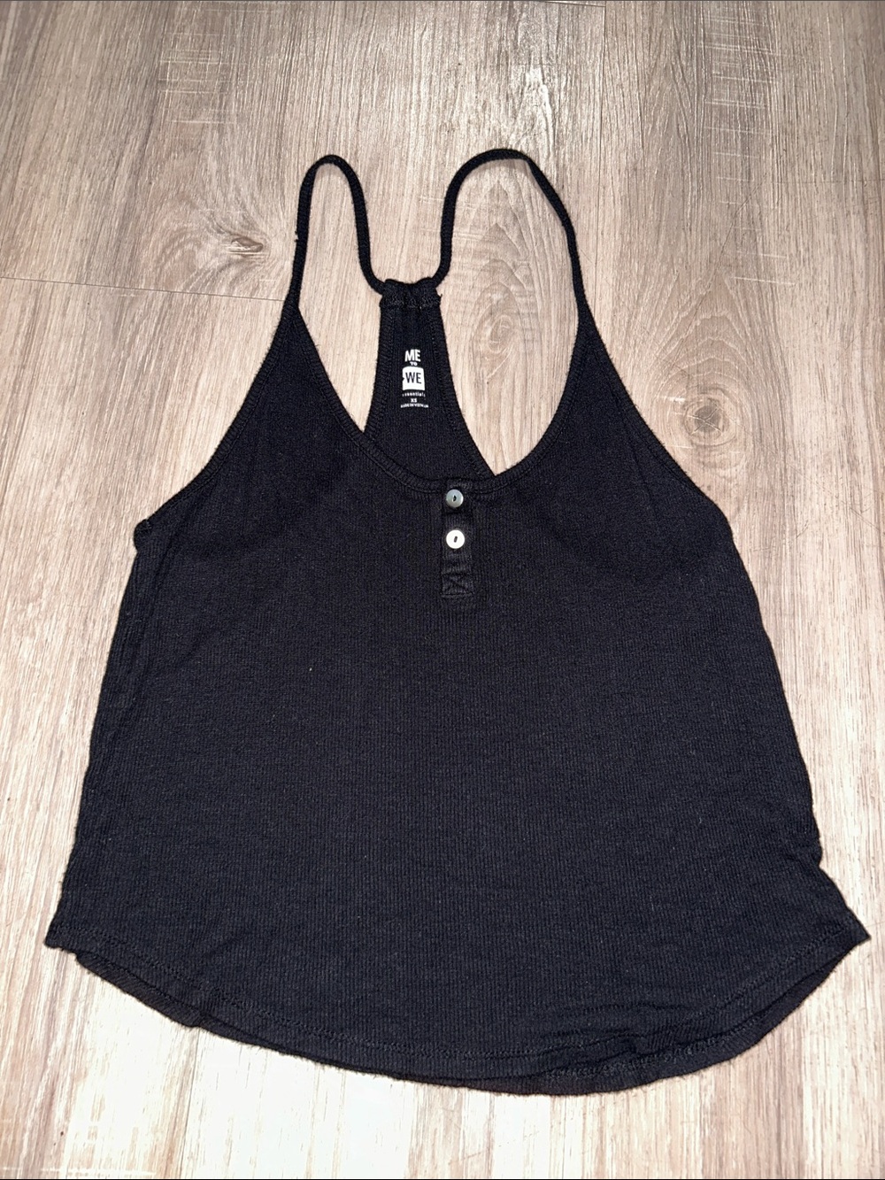 Me to We Black Waffle Racerback Tank